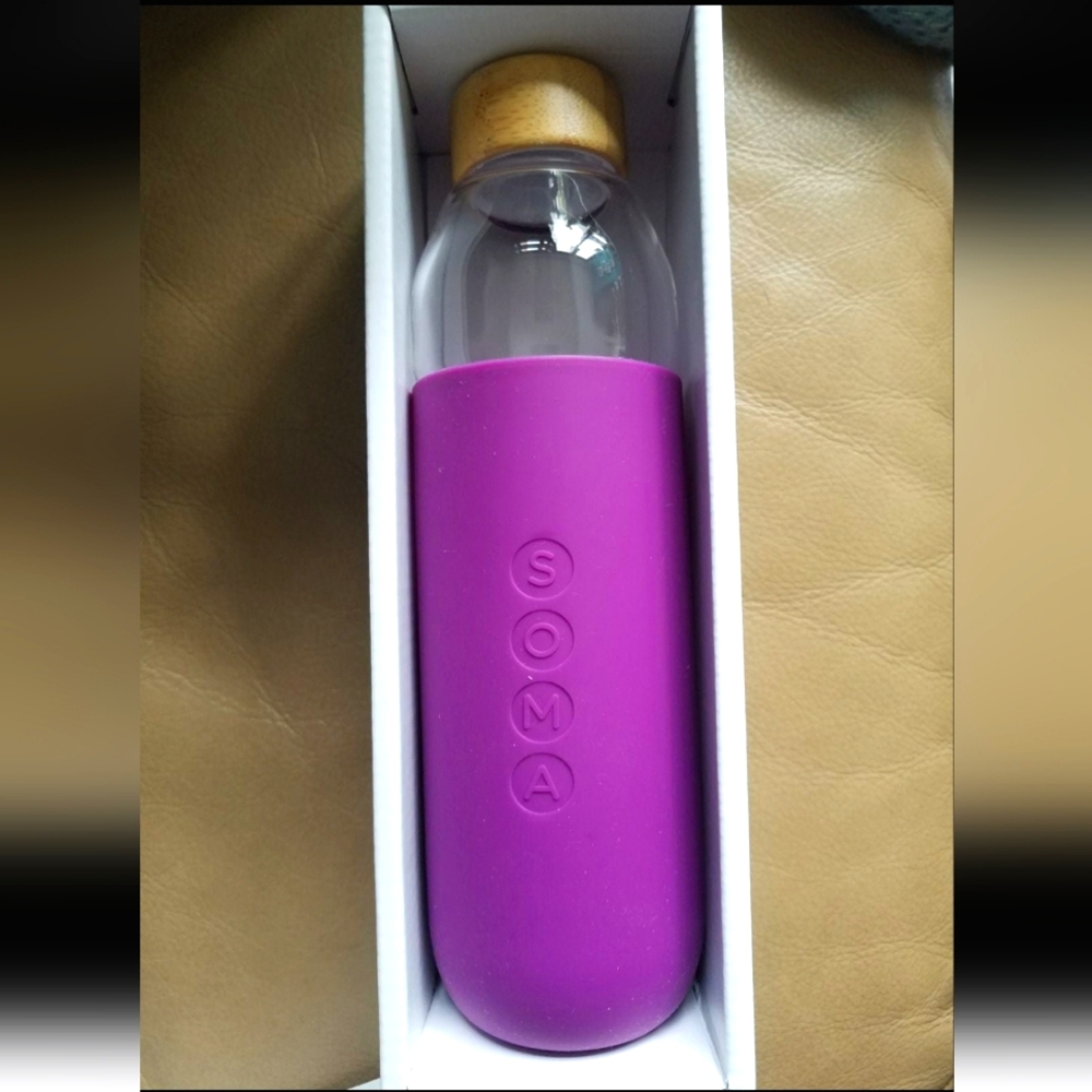 Soma Purple Glass Water Bottle NIB